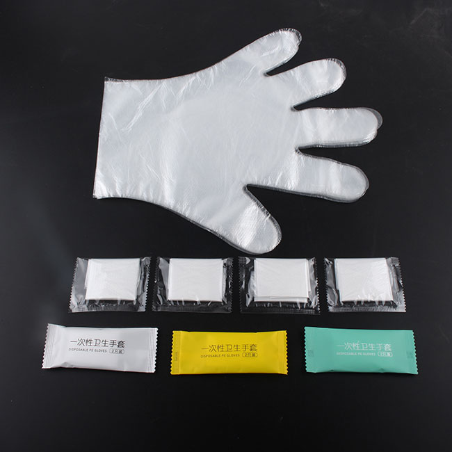 Food Grade Custom Package Pe Glove Disposable Pe Individually Wrapped Gloves for Food Restaurant