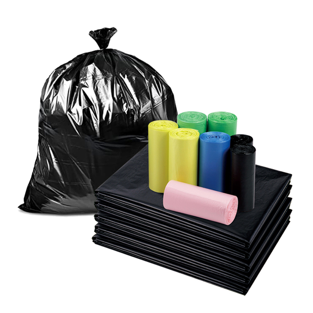 Factory Price Trash Bag Roll 27L-240L Extra Thick Heavy Duty Balck Garbage Bag Bin Liner